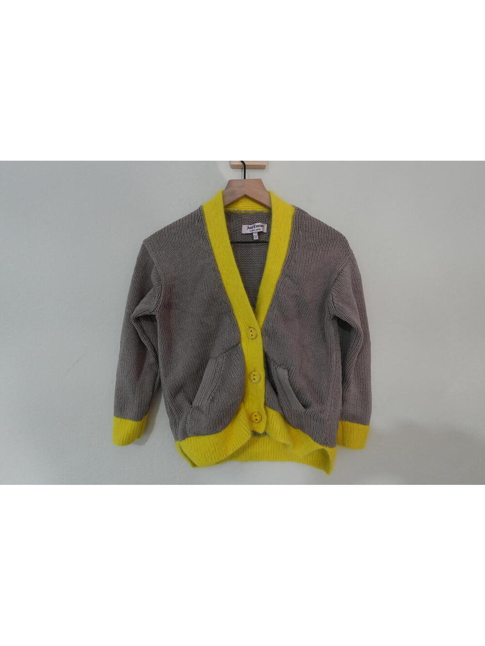 Juicy Couture Cardigan Women's S/M Yellow Y2K Angora Trim
